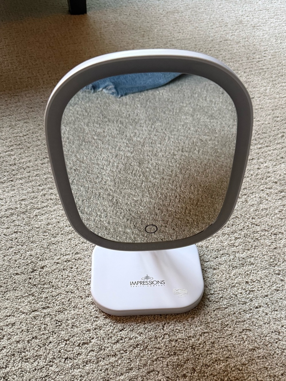 Impressions Oval Lighted Vanity Mirror in White and Gray